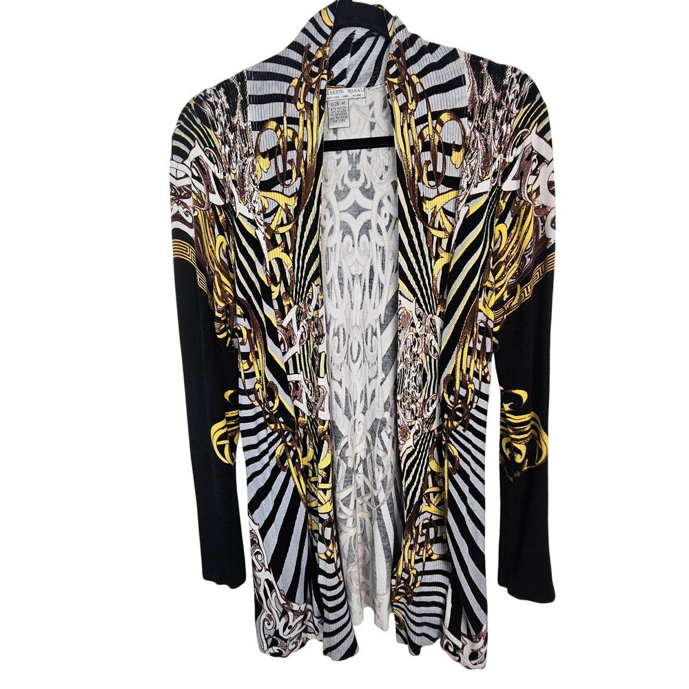 Alberto Makali Womens Artsy Open Front Cardigan Sweater Size M Stretch Mob Wife